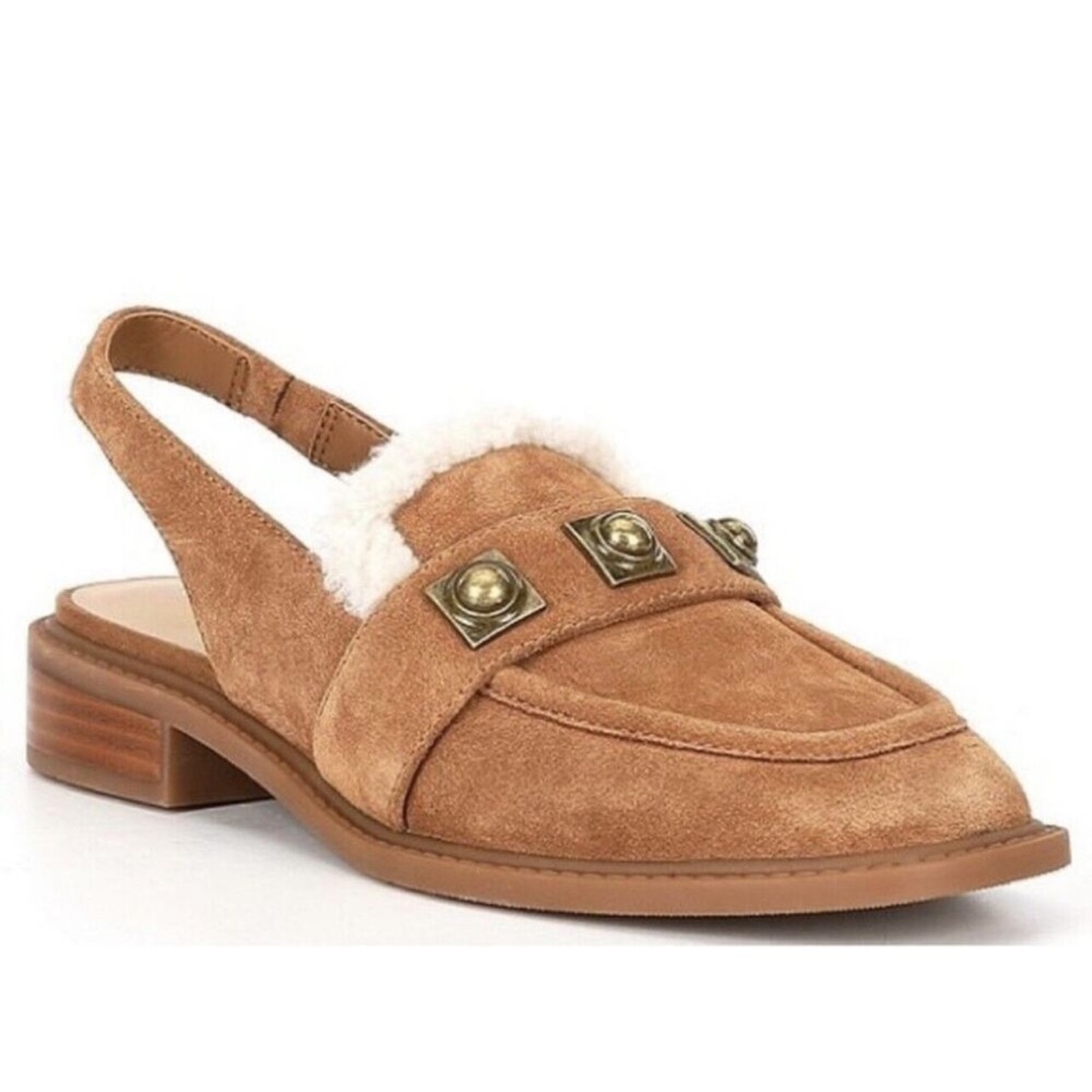 New Chelsea & Violet Lundin Suede Slingback Flats brown 7.5 - Picture 1 of 5
